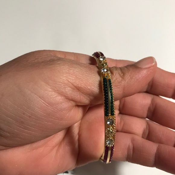 Vintage bracelet with colored red green, - Picture 5 of 7